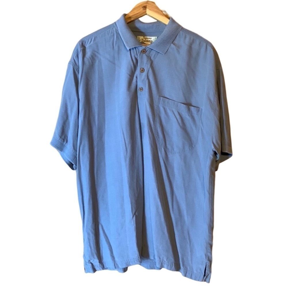 Tommy Bahama blue silk pullover shirt Size XL